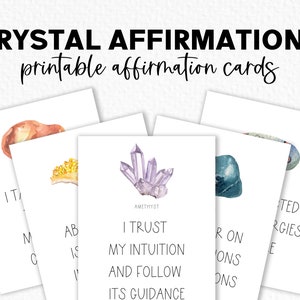 Afirmações de Cristal Positivas, Cartões de Afirmação para Impressão, Cartões de Manifestação de Cristal, Afirmações para Impressão, Afirmações para Download Digital