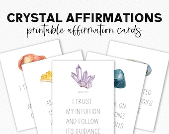 Positive Crystal Affirmations, Printable Affirmation Cards, Manifesting Crystal Cards, Printable Affirmations, Digital Download Affirmations