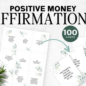 Affermazioni sul denaro, Affermazioni sul denaro, Affermazioni positive sul denaro, Affermazioni stampabili per denaro, Carte di affermazione del denaro digitali