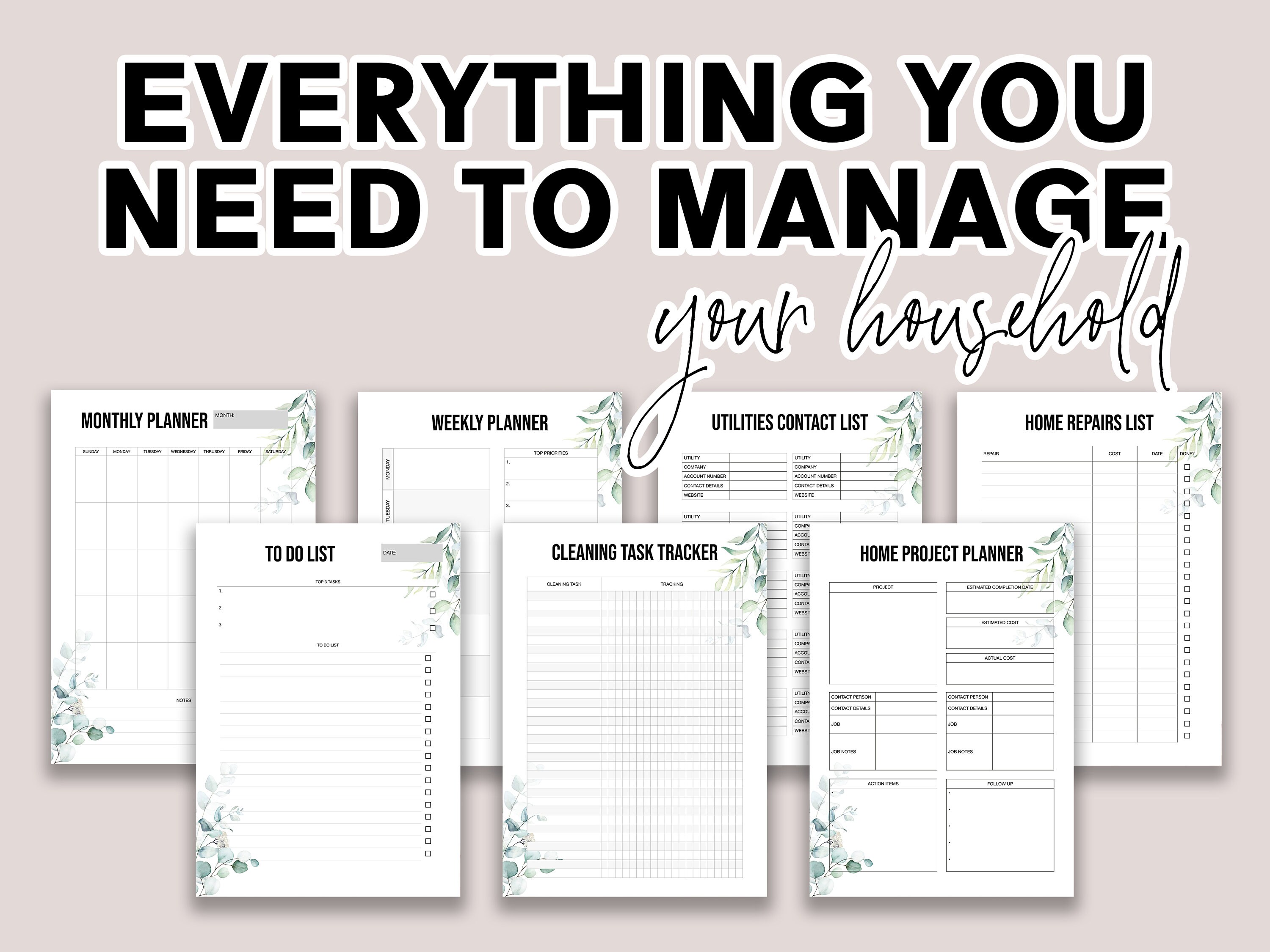 Home Management Binder - Printable Home Management Planner - Printable ...