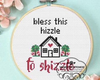 Cross Stitch Pattern, Bless this hizzle, adult cross stitch, funny cross stitch, DIY christmas gift, easy cross stitch,DIY housewarming gift