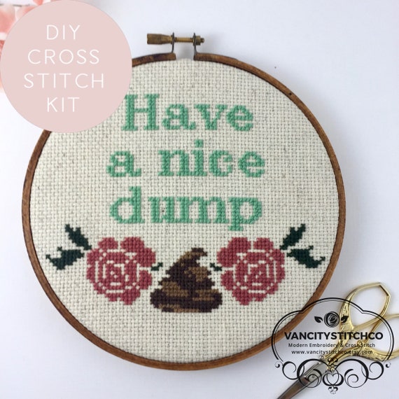 DIY Hand Embroidery Kit Have A Nice Poop Funny Embroidery Kit for Beginners  Embroidery Designs 