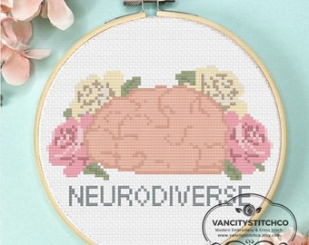 Cross Stitch Pattern, Neurodiverse cross stitch, neurodivergent, autism cross stitch, autism gift, autistic gift, mental health cross stitch