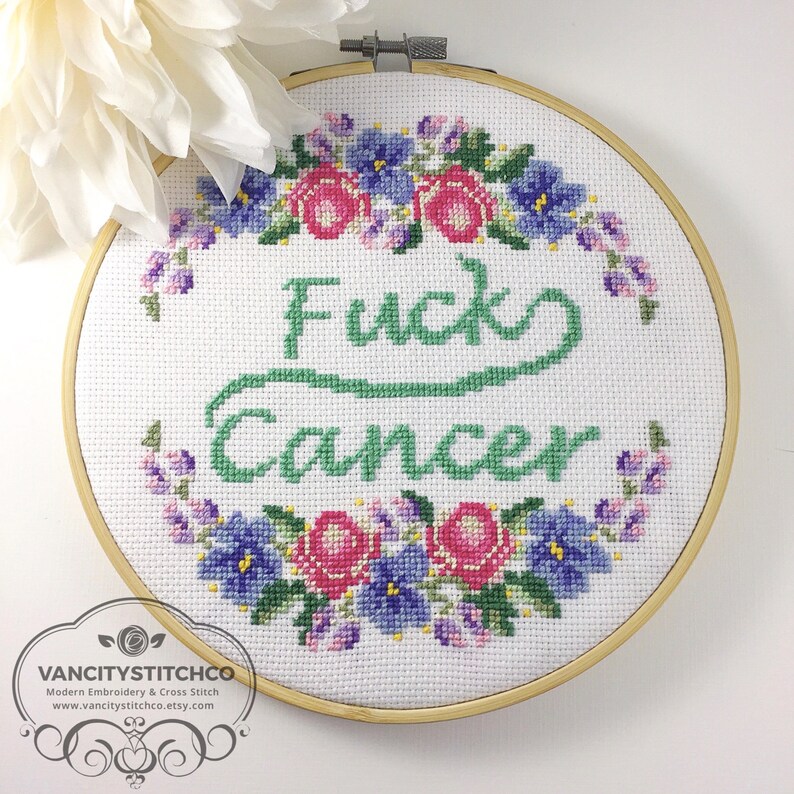 CROSS STITCH PATTERN Fuck Cancer. Raise Awareness donate. Etsy