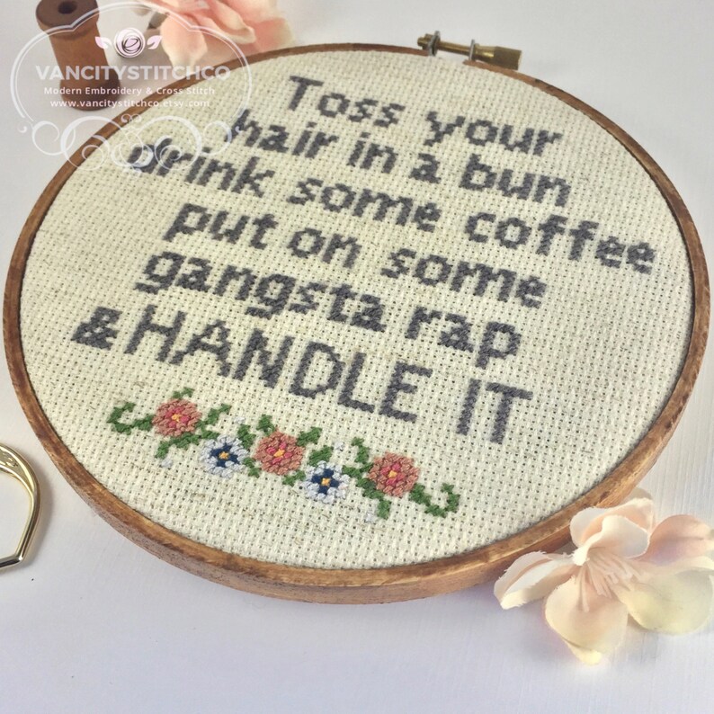 CROSS STITCH PATTERN Toss Your Hair in a Bun Drink Some Etsy