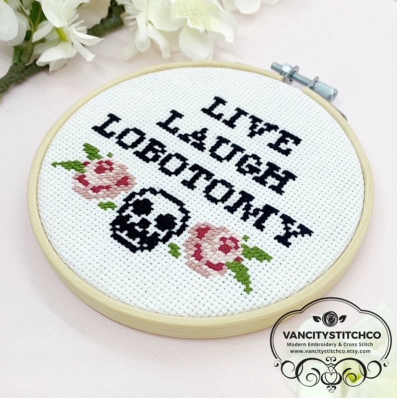 Cross Stitch Pattern Live Laugh Lobotomy Rude Cross Stitch Etsy