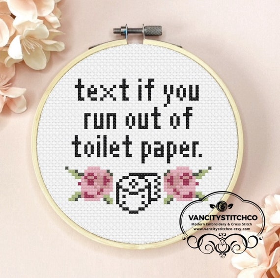 Cross Stitch Kit Text if you run out of toilet paper funny cross stitch kit bathroom cross stitch bathroom embroidery kit easy kit