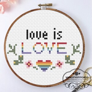 Cross Stitch Pattern, Love is love, Gay Cross Stitch Pattern, Funny Cross Stitch, LGBTQ Cross stitch, adult cross stitch, DIY christmas gift