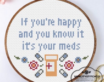 Cross Stitch Pattern, it's your meds, subversive cross stitch, mental health cross stitch pattern, adult cross stitch, funny cross stitch