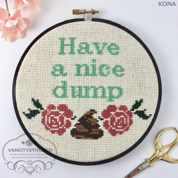 Funny adult cross stitch kit - Quote embroidery kit with easy counted  pattern