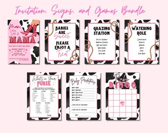 Man I Feel Like A Mama, Disco Cowgirl Baby Shower 5x7 Invitation Template, Party Games, and Signs Package, Digital Files, Print at Home