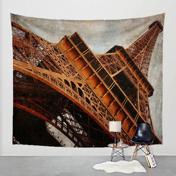 Wall Tapestry Eiffel Tower Photography Paris Fabric Art Print Etsy