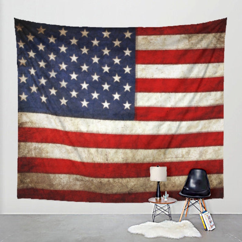 American Flag Tapestry Distressed Fabric Art Print Wall Hanging Us Flag