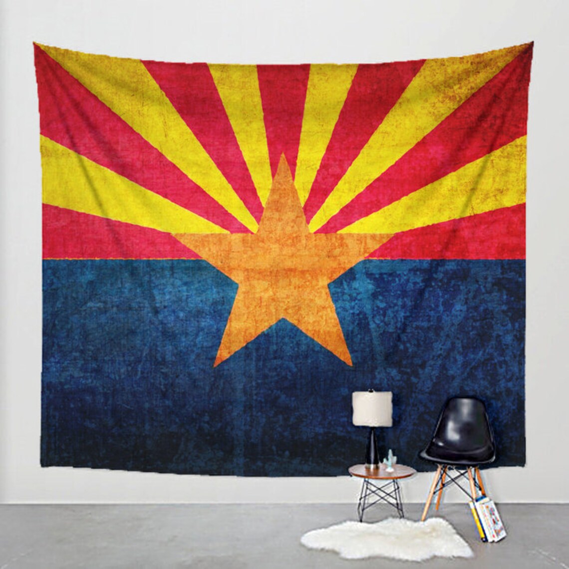 Arizona Flag Tapestry Distressed Fabric Art Print Wall Hanging Etsy
