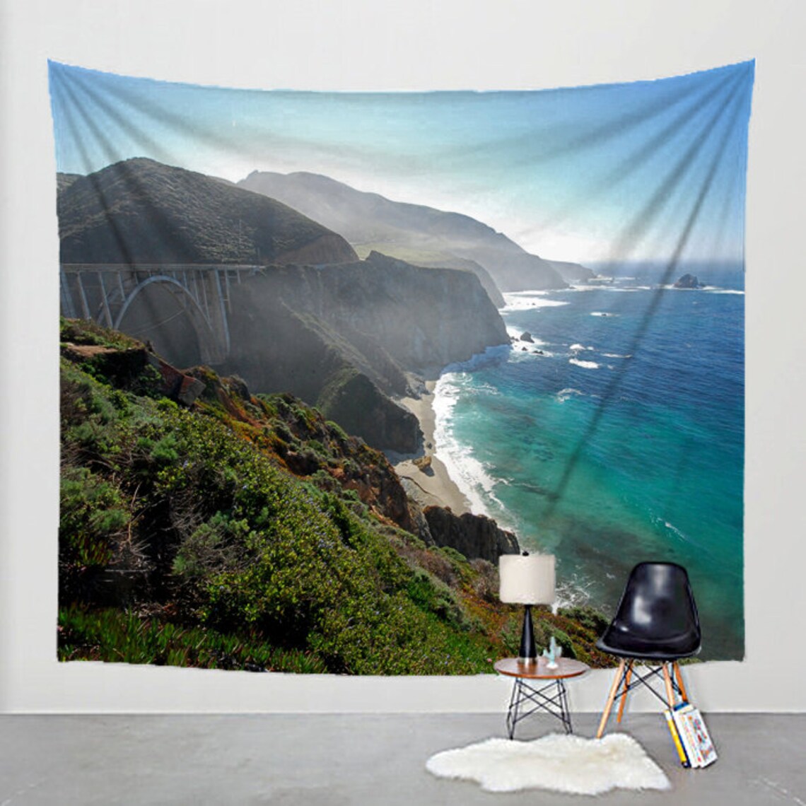 Photo Tapestry California Coast Fabric Art Print Wall Hanging Highway 1 