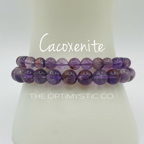 Customizable CACOXENITE Crystal Elastic Stretchy Bracelet, 6MM or 8MM, Custom Length | The OptiMystic Co.