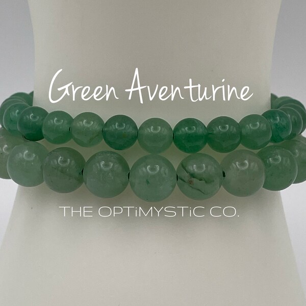 Customizable Green Aventurine Crystal Elastic Stretchy Bracelet, 6MM or 8MM, Custom Length