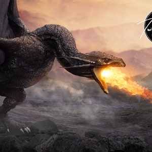Fire Breathing Dragon Digital Background