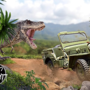 Jurassic Park Dinosaur Chase Digital Background