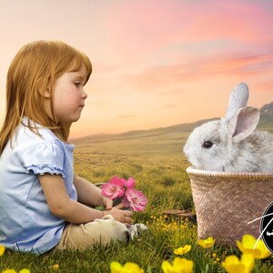 Easter Bunny Basket - Spring Digital Background