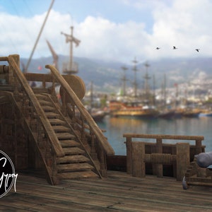 Pirate Ship Deck Digital Background