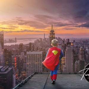 Superhero City Skyline Digital Background