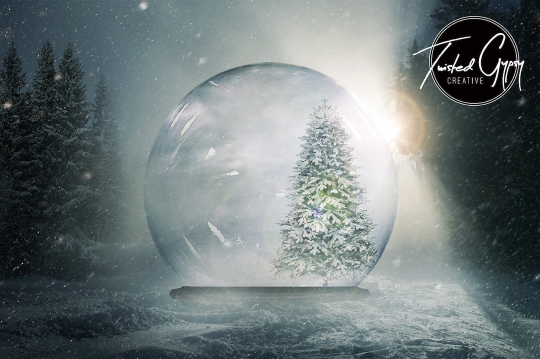Christmas Snow Globe Digital Background PNG Glass Overlay - Etsy