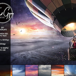 30 Sky Overlays - Dramatic, soft, stormy, sunset, fantasy and magical skies!