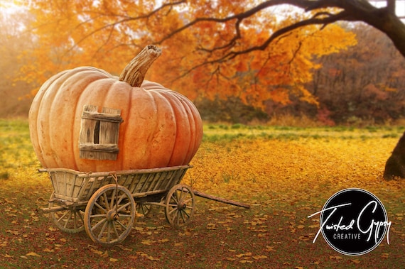 Fantasy Pumpkin Wagon Digital Background | Etsy Canada