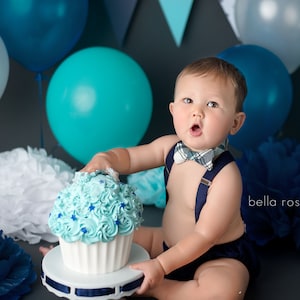 Baby boy first birthday outfit, boy cake smash outfit, baby boy suspenders and bow tie, first birthday boy outfits, little boy birthday image 1