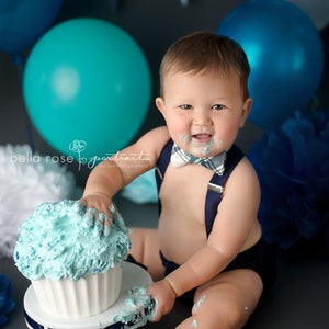 Baby boy first birthday outfit, boy cake smash outfit, baby boy suspenders and bow tie, first birthday boy outfits, little boy birthday image 2