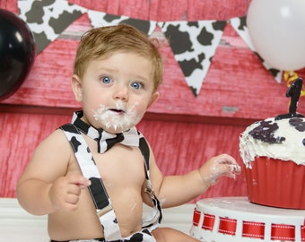 Baby Boys 1st Birthday Cake Smash Outfit Handmade. Grey&White braces