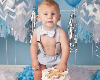 Traje de pastel de niño, traje de invierno onederland niño, traje de 1er cumpleaños para niños, pajarita, tirantes y cubierta de pañal, conjunto azul de 1er cumpleaños