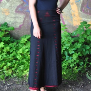 Goth Skirt Long Side Slip Cyberpunk, Full Length Futuristic Wear, Alternative Summer Festival Skirt Women, Steampunk Punk Rock EU size 36-46