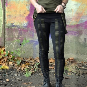 Leggings for Women Festival Steampunk Tribal, Acrobat Yoga Cut Out Comfy Cotton, Goth Apocalyptic Cyberpunk Pants, Alternative Rave Clothing