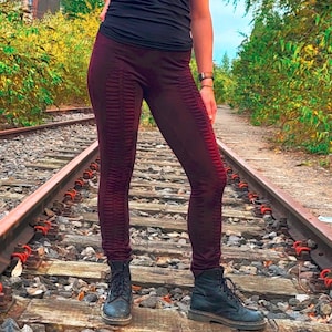 Alternative Legging Festival, Steampunk Edgy, Acrobat Yoga Cut Out Comfy Cotton, Rave Goth Stone Washed Hand Dyed Cyberpunk Pant, S/M & M/L