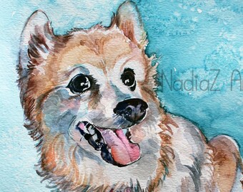 画家志望の青年が描いた　犬の水彩画 ✥ ⁡ 【オーダー作品】⁡ ⁡ かわいいわんちゃん達と アンティークの