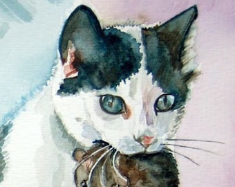 Personalisiertes Aquarell Katzenportrait- Katzenportrait vom Foto- Katzen-Memorial- Katzenmalerei-Haustier-Verlust-Geschenk