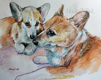 Custom Watercolor Two Dog Portrait, Pet Portrait from Photo, Custom Pet Art, Dog Portrait from Photo, Dog Memorial, Dog Painting, Dog Gifts