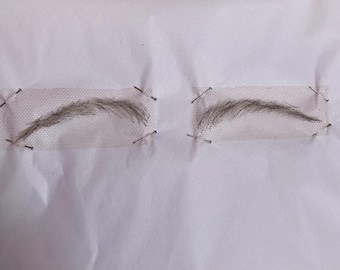 Salt & Pepper Grey Old Age Ultra Fine Eyebrow Postiche Facial Wig Old Man Makeup Film Theatre TV Fancy Dress