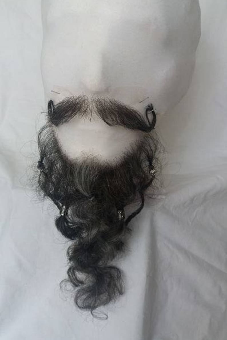 Quality Black / Brown / White / Grey Fine Lace Yak Hair Moustache Beard