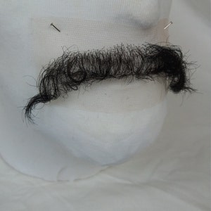 Quality Brown / Black Hand Knotted Fine Lace Human Hair Mexican Moustache Postiche TV / Film / Theatre SFX