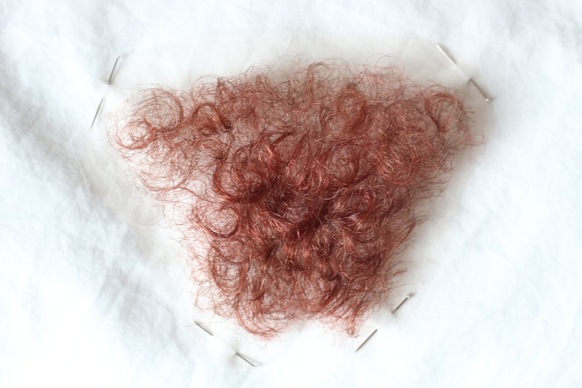 Professional Quality Fine Lace Red / Ginger Human Hair Pubic Wig