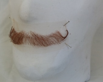 Quaity Brown / Ginger Hand Knotted Fine Lace Human Hair Moustache Postiche Film Theatre TV Fancy Dress