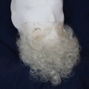 Professional Quality White Fine Lace Yak Hair Santa Claus / Old Man Beard and Moustache Film / Theatre / TV