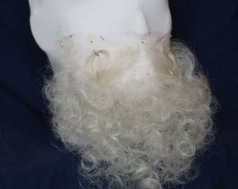 Professional Quality White Fine Lace Yak Hair Santa Claus / Old Man Beard and Moustache Film / Theatre / TV