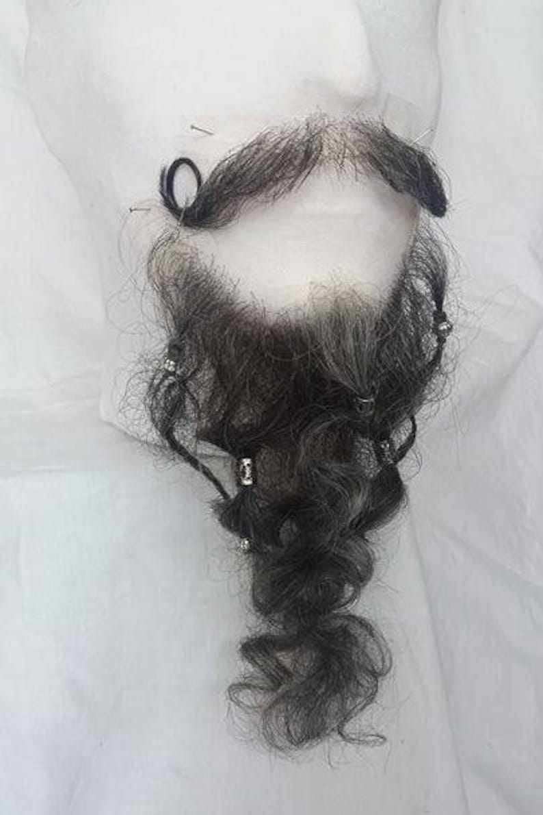 Quality Black / Brown / White / Grey Fine Lace Yak Hair Moustache Beard