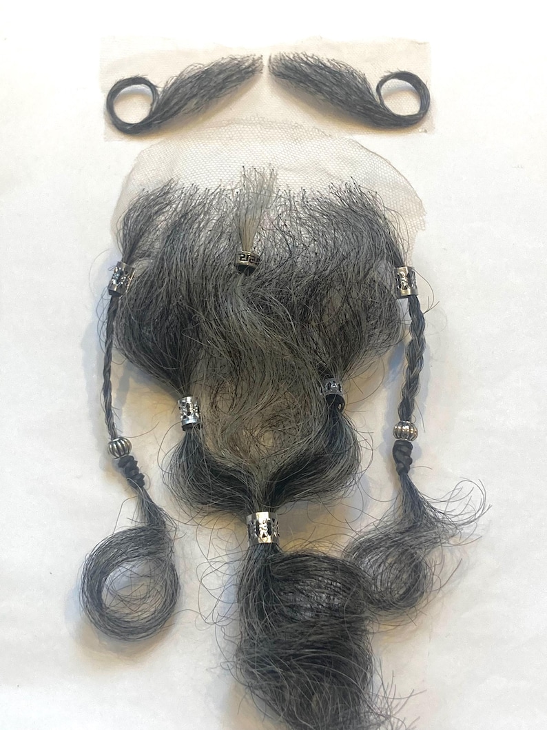 Quality Black / Brown / White / Grey Fine Lace Yak Hair Moustache Beard