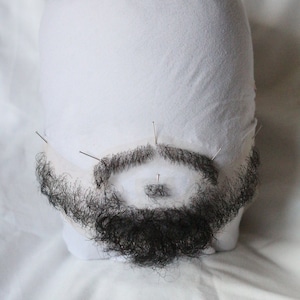 Quality Black Fine Lace Yak / Human Hair False Moustache Beard Postiche Film TV Theatre