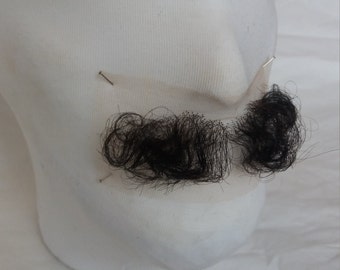 Professional Quality Brown / Black Hand Knotted Fine Lace Human Hair Moustache Postiche Film TV Theatre Fancy Dress